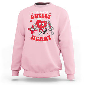 Valentine's Day Sweatshirt I Care For Cutest Little Hearts Nurse Life TS09 Light Pink Printyourwear