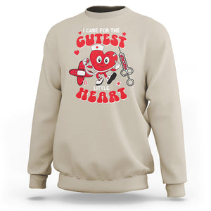 Valentine's Day Sweatshirt I Care For Cutest Little Hearts Nurse Life TS09 Sand Printyourwear