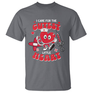 Valentine's Day T Shirt I Care For Cutest Little Hearts Nurse Life TS09 Charcoal Printyourwear