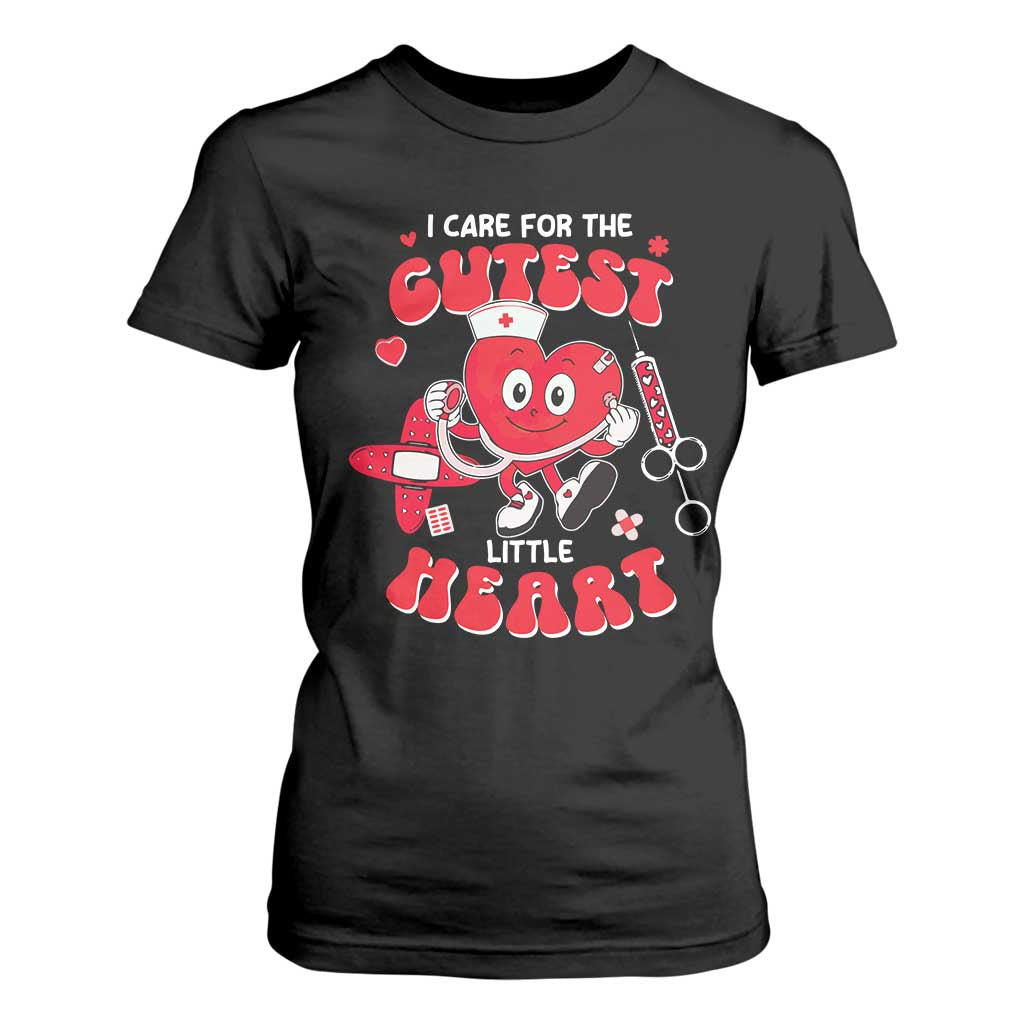 Valentine's Day T Shirt For Women I Care For Cutest Little Hearts Nurse Life TS09 Black Print Your Wear