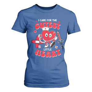 Valentine's Day T Shirt For Women I Care For Cutest Little Hearts Nurse Life TS09 Royal Blue Print Your Wear