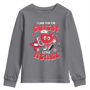 Valentine's Day Youth Sweatshirt I Care For Cutest Little Hearts Nurse Life TS09 Charcoal Print Your Wear