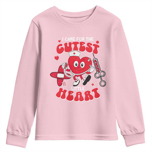 Valentine's Day Youth Sweatshirt I Care For Cutest Little Hearts Nurse Life TS09 Light Pink Print Your Wear