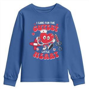 Valentine's Day Youth Sweatshirt I Care For Cutest Little Hearts Nurse Life TS09 Royal Blue Print Your Wear