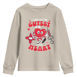 Valentine's Day Youth Sweatshirt I Care For Cutest Little Hearts Nurse Life TS09 Sand Print Your Wear