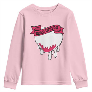 Valentine's Day Youth Sweatshirt Dead Inside Melting Heart Goth TS09 Light Pink Print Your Wear