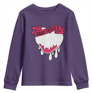 Valentine's Day Youth Sweatshirt Dead Inside Melting Heart Goth TS09 Purple Print Your Wear