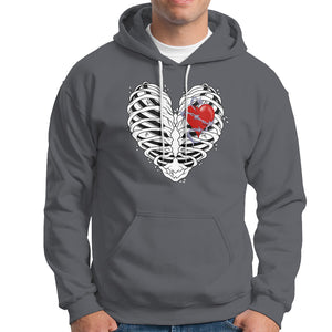 Valentine's Day Hoodie Gothic Valentine Skeleton With Barbed Wire Heart TS09 Charcoal Printyourwear