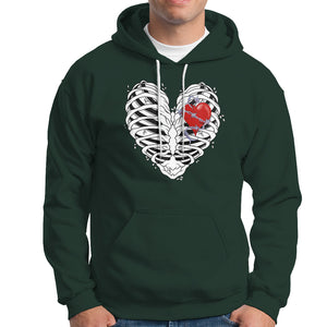 Valentine's Day Hoodie Gothic Valentine Skeleton With Barbed Wire Heart TS09 Dark Forest Green Printyourwear