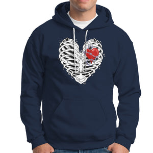 Valentine's Day Hoodie Gothic Valentine Skeleton With Barbed Wire Heart TS09 Navy Printyourwear