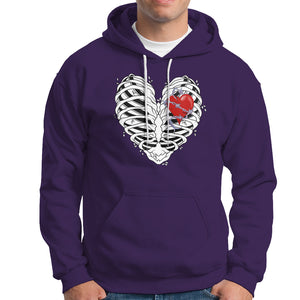 Valentine's Day Hoodie Gothic Valentine Skeleton With Barbed Wire Heart TS09 Purple Printyourwear