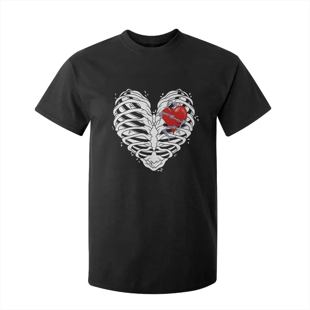 Valentine's Day T Shirt For Kid Gothic Valentine Skeleton With Barbed Wire Heart TS09 Black Print Your Wear