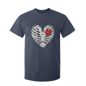 Valentine's Day T Shirt For Kid Gothic Valentine Skeleton With Barbed Wire Heart TS09 Navy Print Your Wear