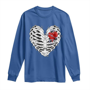 Valentine's Day Long Sleeve Shirt Gothic Valentine Skeleton With Barbed Wire Heart TS09 Royal Blue Print Your Wear