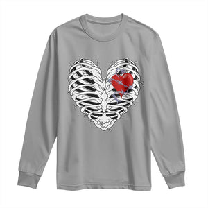 Valentine's Day Long Sleeve Shirt Gothic Valentine Skeleton With Barbed Wire Heart TS09 Sport Gray Print Your Wear