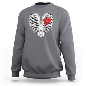 Valentine's Day Sweatshirt Gothic Valentine Skeleton With Barbed Wire Heart TS09 Charcoal Printyourwear