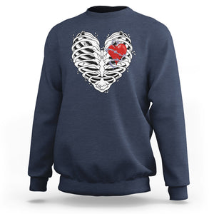 Valentine's Day Sweatshirt Gothic Valentine Skeleton With Barbed Wire Heart TS09 Navy Printyourwear