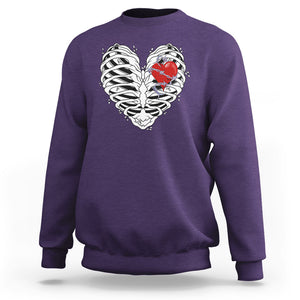 Valentine's Day Sweatshirt Gothic Valentine Skeleton With Barbed Wire Heart TS09 Purple Printyourwear