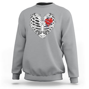 Valentine's Day Sweatshirt Gothic Valentine Skeleton With Barbed Wire Heart TS09 Sport Gray Printyourwear