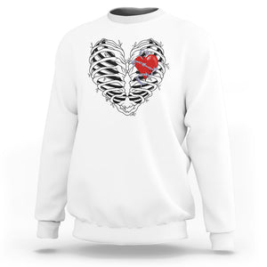 Valentine's Day Sweatshirt Gothic Valentine Skeleton With Barbed Wire Heart TS09 White Printyourwear