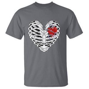 Valentine's Day T Shirt Gothic Valentine Skeleton With Barbed Wire Heart TS09 Charcoal Printyourwear