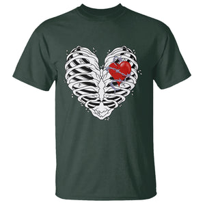 Valentine's Day T Shirt Gothic Valentine Skeleton With Barbed Wire Heart TS09 Dark Forest Green Printyourwear