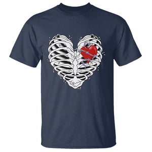 Valentine's Day T Shirt Gothic Valentine Skeleton With Barbed Wire Heart TS09 Navy Printyourwear