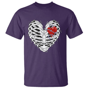 Valentine's Day T Shirt Gothic Valentine Skeleton With Barbed Wire Heart TS09 Purple Printyourwear