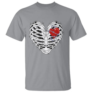 Valentine's Day T Shirt Gothic Valentine Skeleton With Barbed Wire Heart TS09 Sport Gray Printyourwear