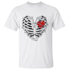 Valentine's Day T Shirt Gothic Valentine Skeleton With Barbed Wire Heart TS09 White Printyourwear