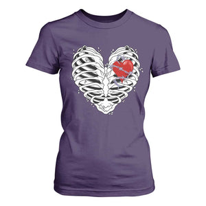 Valentine's Day T Shirt For Women Gothic Valentine Skeleton With Barbed Wire Heart TS09 Purple Print Your Wear