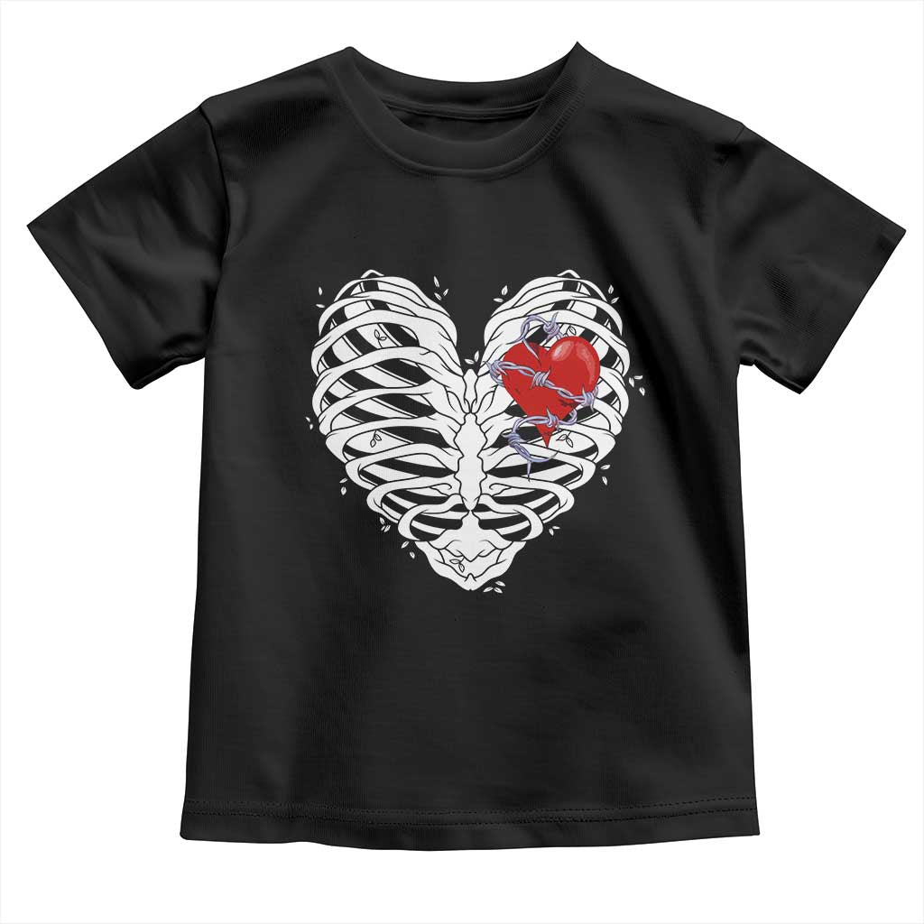 Valentine's Day Toddler T Shirt Gothic Valentine Skeleton With Barbed Wire Heart TS09 Black Print Your Wear