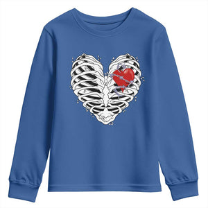 Valentine's Day Youth Sweatshirt Gothic Valentine Skeleton With Barbed Wire Heart TS09 Royal Blue Print Your Wear