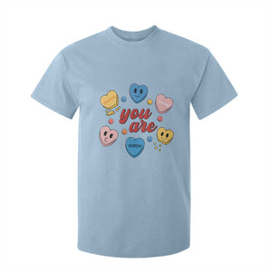 You Are Loved Worthy Enough Candy Heart Valentine's Day T Shirt For Kid TS09 Light Blue Print Your Wear