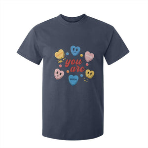 You Are Loved Worthy Enough Candy Heart Valentine's Day T Shirt For Kid TS09 Navy Print Your Wear