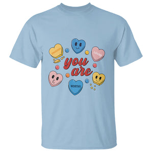 You Are Loved Worthy Enough Candy Heart Valentine's Day T Shirt TS09 Light Blue Printyourwear