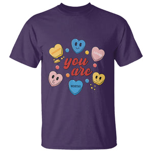 You Are Loved Worthy Enough Candy Heart Valentine's Day T Shirt TS09 Purple Printyourwear