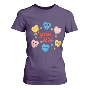 You Are Loved Worthy Enough Candy Heart Valentine's Day T Shirt For Women TS09 Purple Print Your Wear