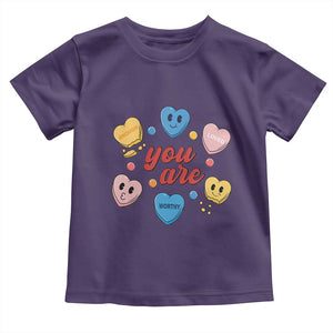 You Are Loved Worthy Enough Candy Heart Valentine's Day Toddler T Shirt TS09 Purple Print Your Wear