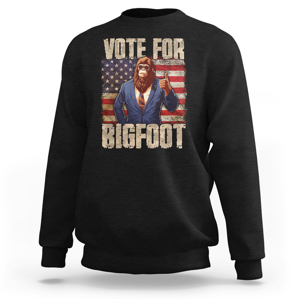 Vote For Bigfoot President Election Funny Sasquatch USA Flag Sweatshirt TS09 Black Printyourwear