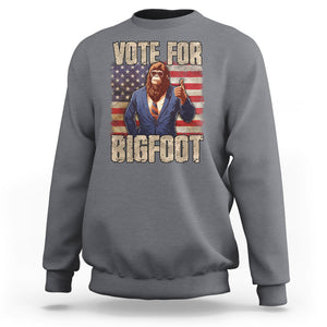 Vote For Bigfoot President Election Funny Sasquatch USA Flag Sweatshirt TS09 Charcoal Printyourwear