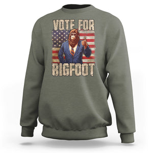 Vote For Bigfoot President Election Funny Sasquatch USA Flag Sweatshirt TS09 Military Green Printyourwear