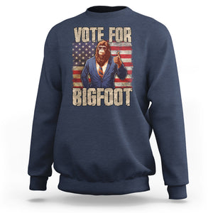 Vote For Bigfoot President Election Funny Sasquatch USA Flag Sweatshirt TS09 Navy Printyourwear