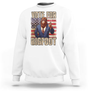 Vote For Bigfoot President Election Funny Sasquatch USA Flag Sweatshirt TS09 White Printyourwear