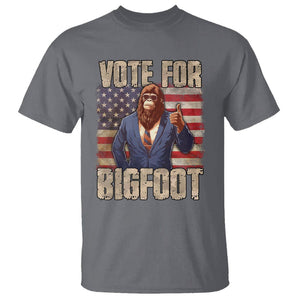 Vote For Bigfoot President Election Funny Sasquatch USA Flag T Shirt TS09 Charcoal Printyourwear