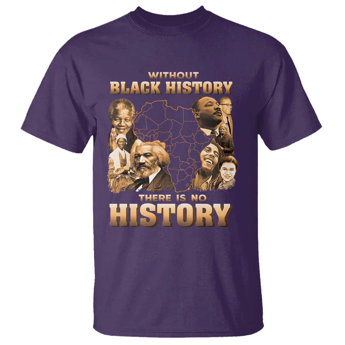 African Pride T Shirt - Without Black History There Is No History Heritage Tribute Tee TS09 Purple Print Your Wear