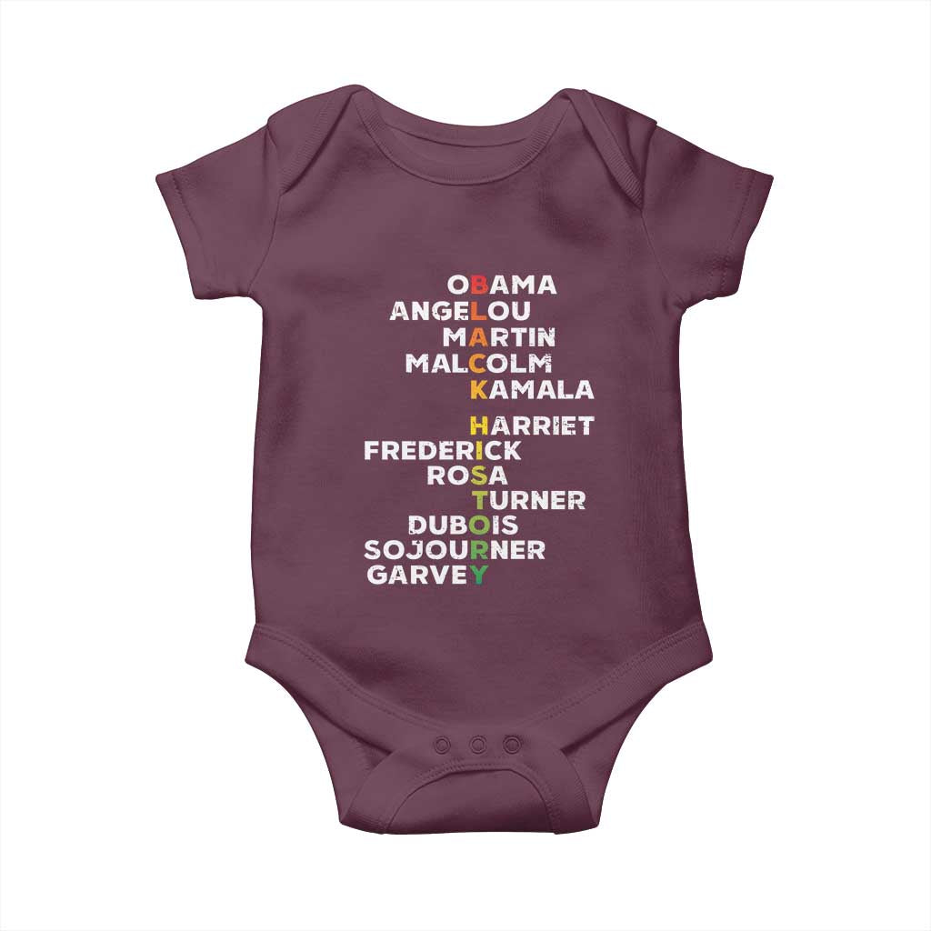 Black History Leaders Baby Onesie Obama Martin Malcolm Harriet TS09 Maroon Print Your Wear
