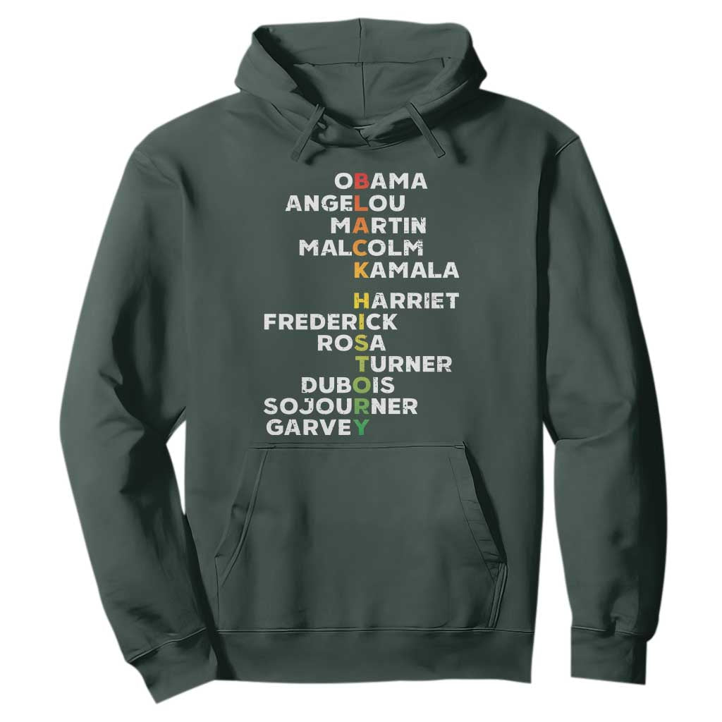 Black History Leaders Hoodie Obama Martin Malcolm Harriet TS09 Dark Forest Green Print Your Wear