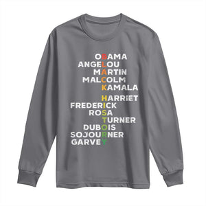 Black History Leaders Long Sleeve Shirt Obama Martin Malcolm Harriet TS09 Charcoal Print Your Wear