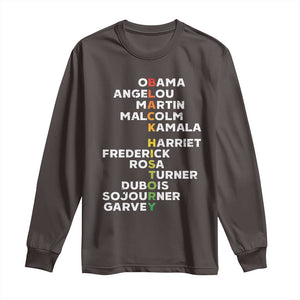 Black History Leaders Long Sleeve Shirt Obama Martin Malcolm Harriet TS09 Dark Chocolate Print Your Wear